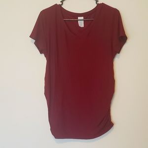 Red maternity top, short sleeve, Medium